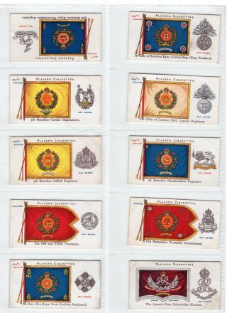 Complete Set of 50 British Military Territorials Flags Tobacco Cards from 1910 5