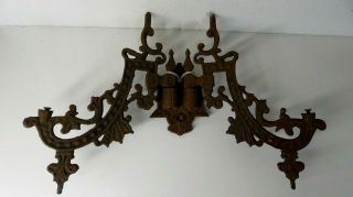 Antique Ornate Victorian Cast Iron Wall Bracket Kerosene Oil Lamp Sconce