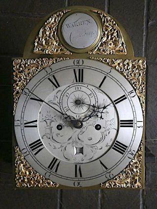 C1750 8 Day Moonphase Longcase Grandfather Clock Dial,  Movement 12x16,  1/4