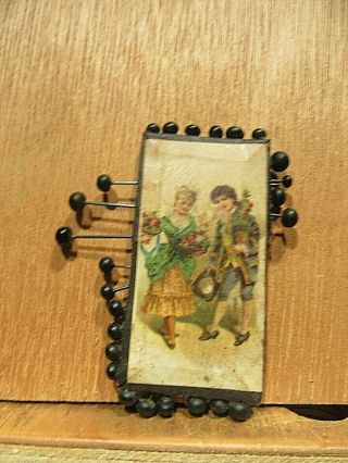 Victorian Article 31 Pin Card.  25 Pins Boy & Girl With Flowers On Front - Germany