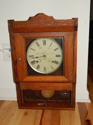 Antique Simplex Time Recorder Clock By Seth Thomas Great Oak Case