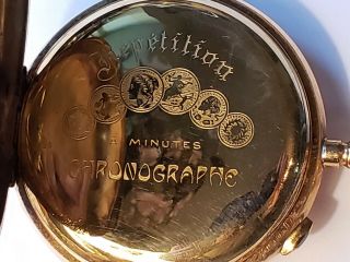 ANTIQUE 1800 FRENCH HEAVY 18K GOLD CHRONOGRAPH POCKET WATCH - AVANCE RETARD 9