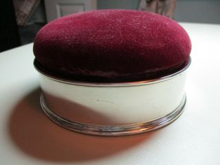 Vintage Sterling Silver Pin Cushion Sewing Box Round By May Dept.  Stores,  Inc.