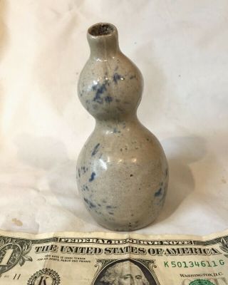 Rare Antique Small Chinese? Korean? Celadon ? Leaning Double Gourd Ceramic Vase