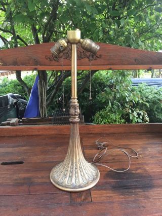 Antique Tiffany Style Table Lamp Base 21 " Tall,  Patina Estate Find
