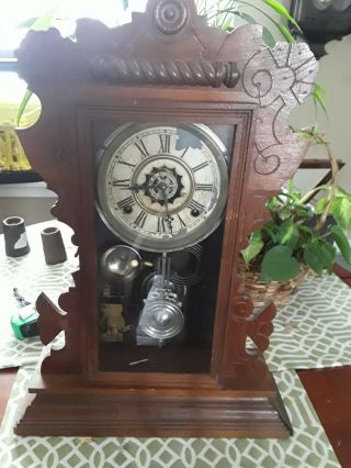 Antique Waterbury Co.  Mantle Parlor Clock Runs