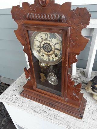 Antique Waterbury Co.  Mantle Parlor Clock Runs 2