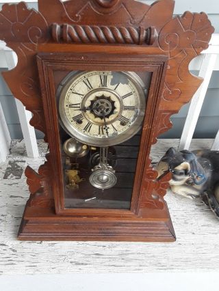 Antique Waterbury Co.  Mantle Parlor Clock Runs 3