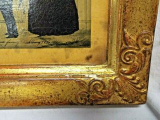 Old Antique BORGHESE Italian SILHOUETTE JOHNSON FAMILY Gold Gilt w/ FRAME Glazed 4