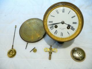 Antique Late 19th Century French Bell Striking Clock Movement Complete 4 Repair