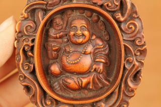 antique old boxwood hand carved buddha statue netsuke amulet pendant home deco 2