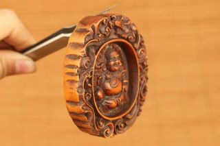 antique old boxwood hand carved buddha statue netsuke amulet pendant home deco 5