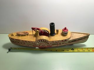 Cast Iron " City Of York " Paddle Boat Pull Toy