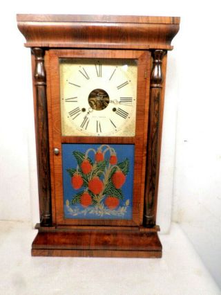 Seth Thomas 2 Weight Driven Shelf Clock With Designed Glass Tablet - - 1875