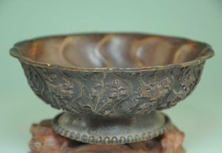 Old Chinese Pure Bronze Copper Handmade Statue Dynasty Palace Tea Cup Bowl Ad02c