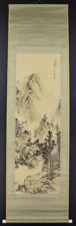 JAPANESE HANGING SCROLL ART Painting Sansui Landscape Asian antique E7954 2