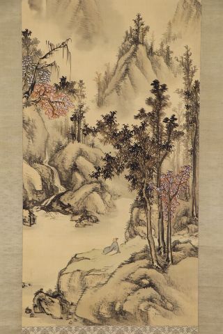 JAPANESE HANGING SCROLL ART Painting Sansui Landscape Asian antique E7954 4