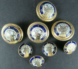 Antique Bpoe Elks Enamel Button Set Of 8 (4 Large & 4 Small)