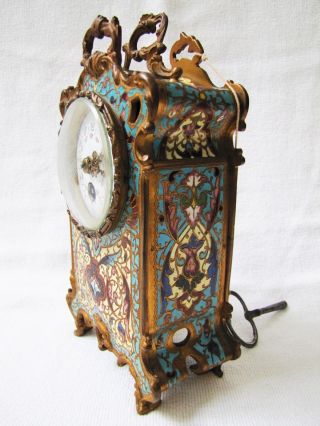 Antique French Champleve Enamel Cloisonné Clock