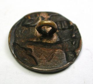BB Antique Brass Button Man in Sled Being Pulled by Reindeer - 11/16 