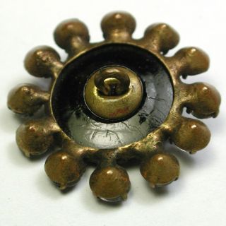 BB Antique Brass & Faceted Glass Buttons w/ Open Paste Border - 7/8 