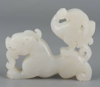 Chinese Exquisite Hand - Carved Bird Beast Carving Hetian Jade Statue