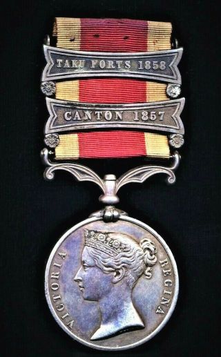 British Medal China 1857 - 60 - Opium Wars Canton / Taku Forts Royal Navy Marines
