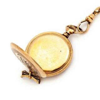 Antique Vintage Nouveau 14k Bi Gold Filled GF Simmons Watch Chain Pocketwatch 2
