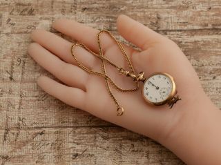 Antique Vintage Nouveau 14k Bi Gold Filled GF Simmons Watch Chain Pocketwatch 4