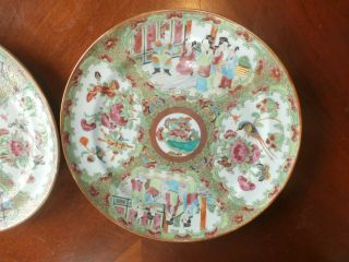 Pair Vintage Antique Famille Rose Porcelain Ceramic Asian Geisha Plates 5