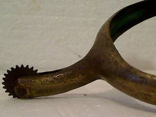 Antique Early 20h Century US Army Cavalry Brass Spur With Leather Strap,  Single 3