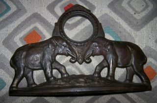 Rare Stunning Antique Hubley ? Door Stop Cast Iron Elephants
