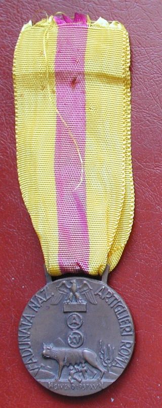 Fascist Bronze Medal Adunata Artiglieri A Roma 1937 Duce Mussolini Dvx
