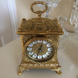 Vintage / Retro In Antique French Style Ornate Gold Gilt Carriage Clock