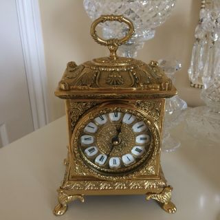 Vintage / Retro In Antique French Style Ornate Gold Gilt Carriage Clock 2