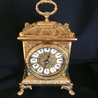Vintage / Retro In Antique French Style Ornate Gold Gilt Carriage Clock 4