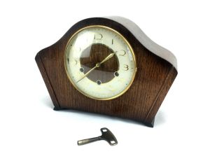 Wooden Mantel Clock Smiths 8 Day Westminster Chime Key Winder