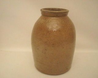 Antique Primitive Small 8 " Brown Salt Glazed Crock Stoneware
