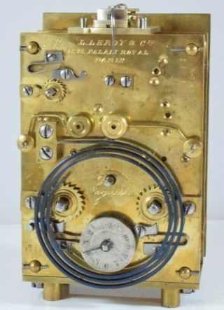 Rare Carriage Clock L.  Leroy & Cie Paris c.  1870 Complex Striking Repeating Alarm 3