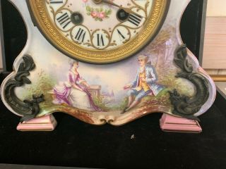 Antique French Porcelain& Brass Mantle Clock JAPY FRERES CHIMING CLOCK 2