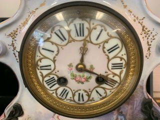 Antique French Porcelain& Brass Mantle Clock JAPY FRERES CHIMING CLOCK 4