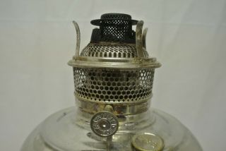 Antique B & H Bradley and Hubbard Nickel on Brass Center Draft Table Oil Lamp 7