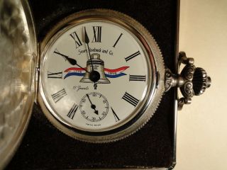 Sears & Roebuck Swiss Made 17 Jewels Sterling Silver Bicentennial Pocket Watch 7