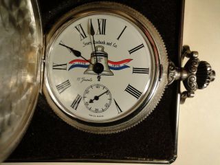 Sears & Roebuck Swiss Made 17 Jewels Sterling Silver Bicentennial Pocket Watch 8