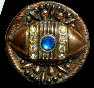 Large Antique Button Cat Eye W Faceted Jewels Gay 90 