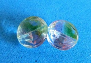 Tue 99 Cent Vintage 2 Rainbow Glass Buttons