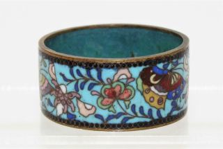 Fine Vintage 20c Taisho/showa Japanese Butterfly Enameled Cloisonne Napkin Ring