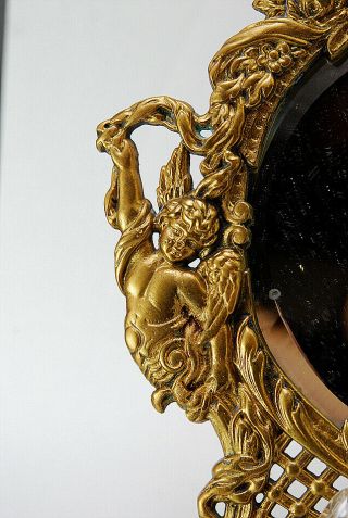 Gorgeous French Antique Gilt Brass Frame Wall Mirror