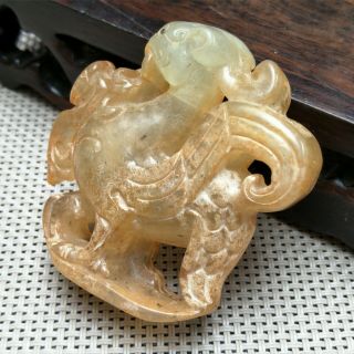 LISTING,  Chinese natural old jade carved,  Elephant child pendant StatueA4042 2