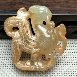 LISTING,  Chinese natural old jade carved,  Elephant child pendant StatueA4042 4